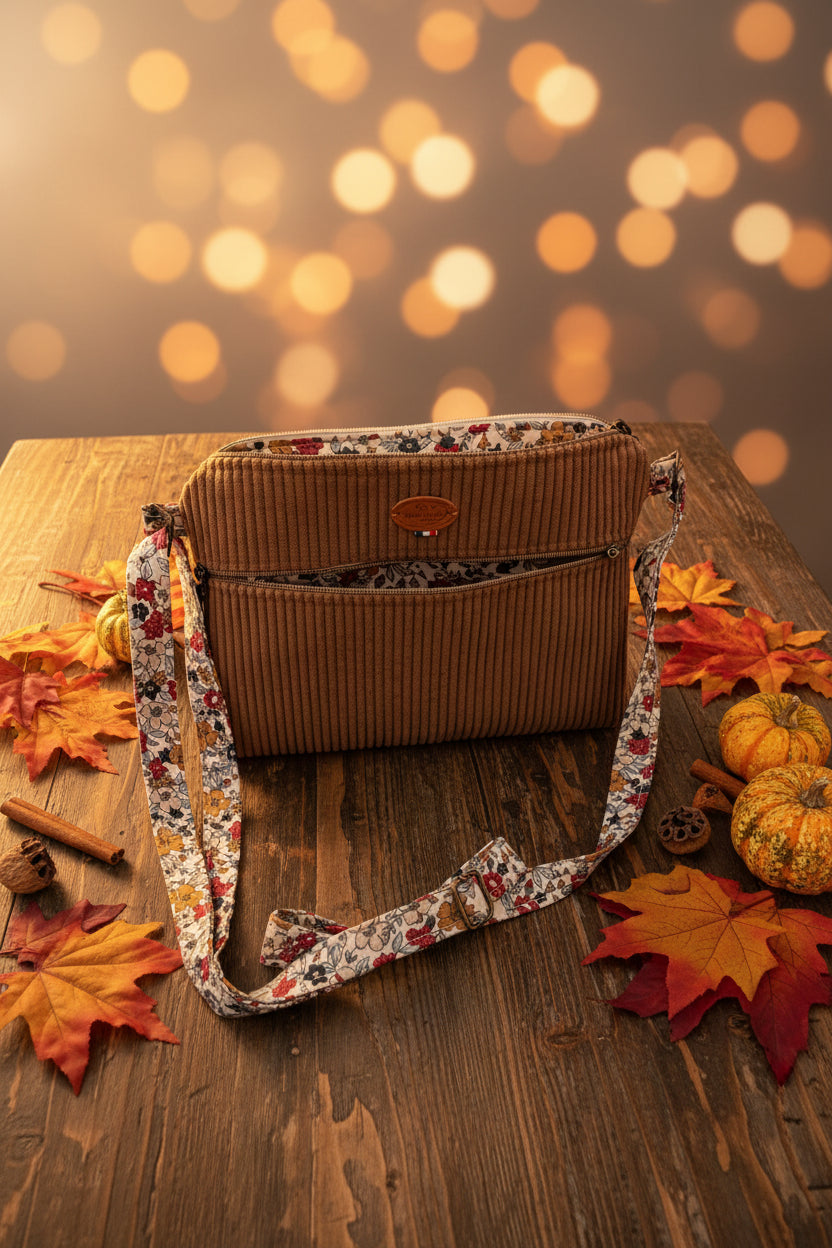 Petit Sac à Bandoulière en Velours Côtelé – Poche Zippée, Bandoulière Interchangeable | Le Petit Atelier 27