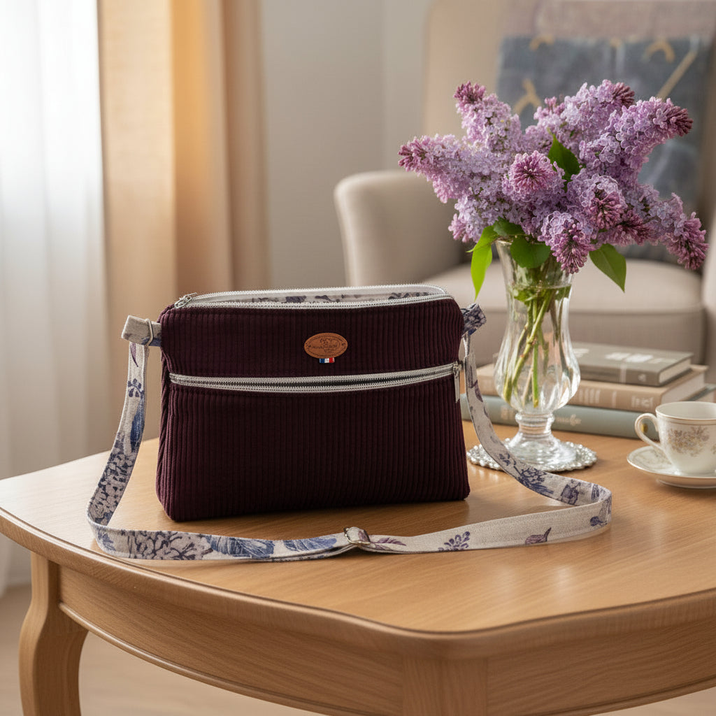 Petit Sac à Bandoulière en Velours Côtelé – Poche Zippée, Bandoulière Interchangeable | Le Petit Atelier 27