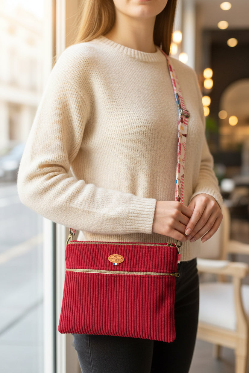 Petit Sac à Bandoulière en Velours Côtelé – Poche Zippée, Bandoulière Interchangeable | Le Petit Atelier 27