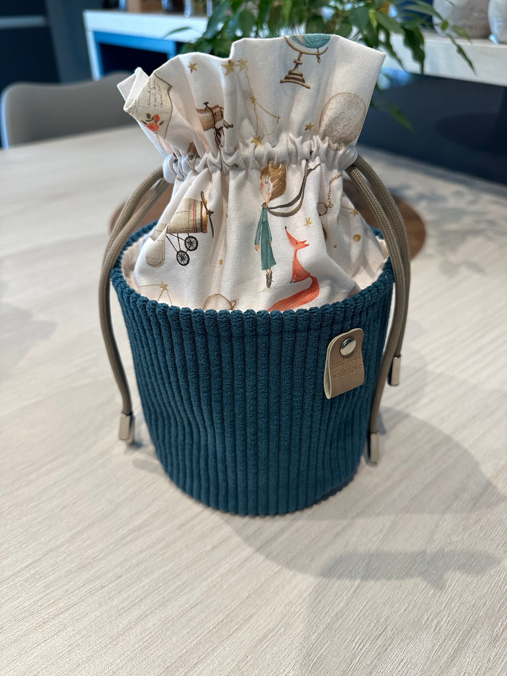 Pochon à Nouer Velours Côtelé Bleu Canard – Le Petit Atelier 27
