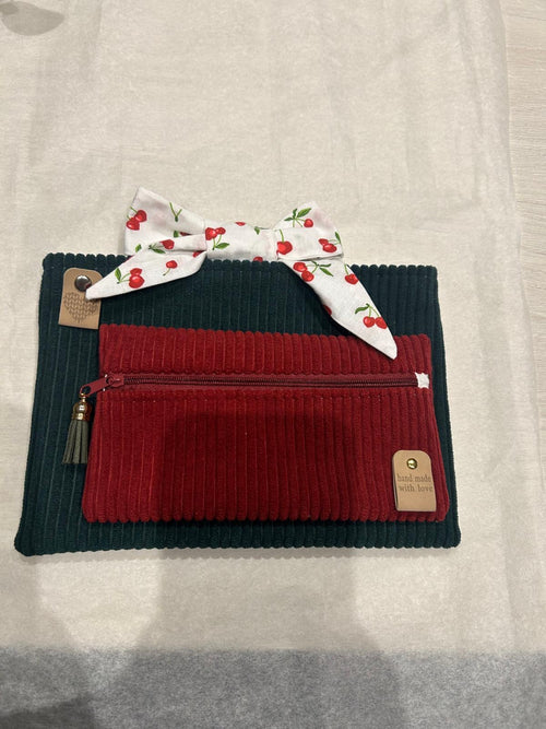 Ensemble Étui à Livre, Pochon & Trousse en Velours Côtelé – Fait Main | Le Petit Atelier 27