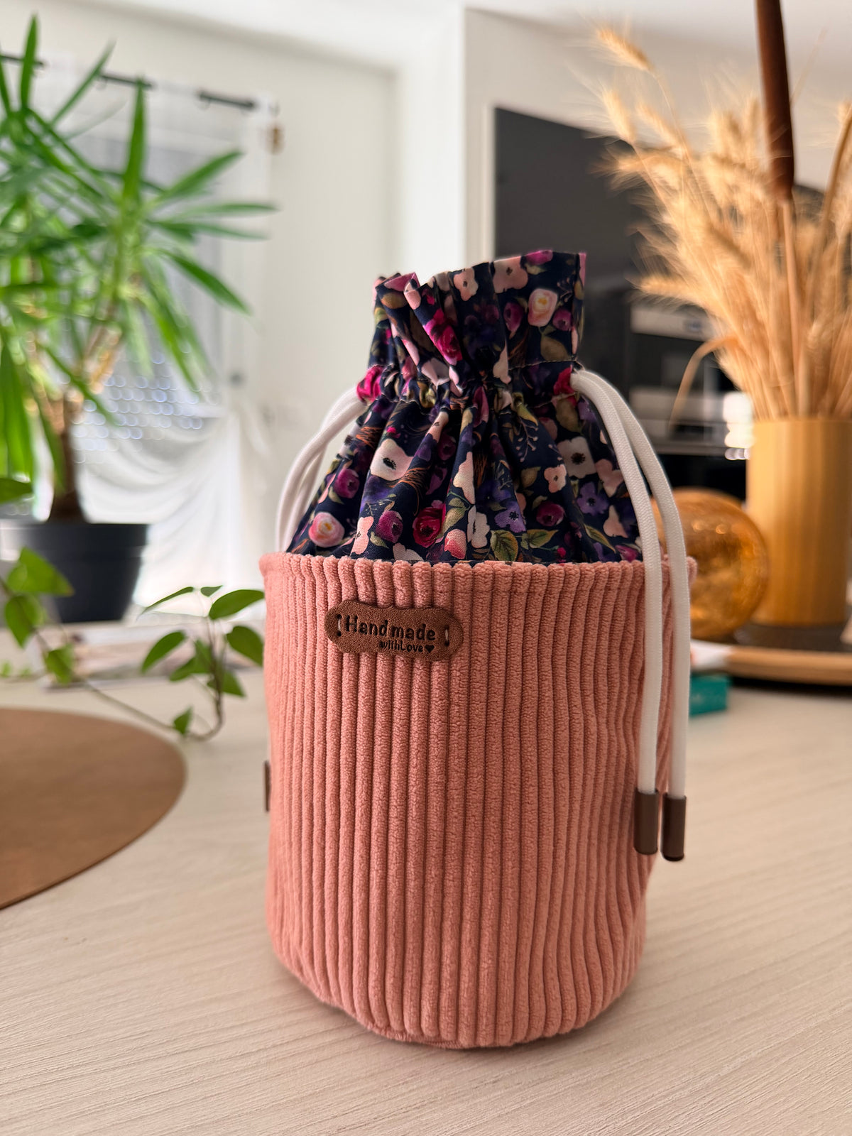 Pochon à Nouer Velours Côtelé Rose Pâle 2 – Le Petit Atelier 27