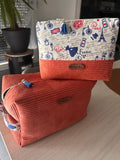 Ensemble Grande Trousse de Toilette & Pochette Assortie – Velours Côtelé | Le Petit Atelier 27