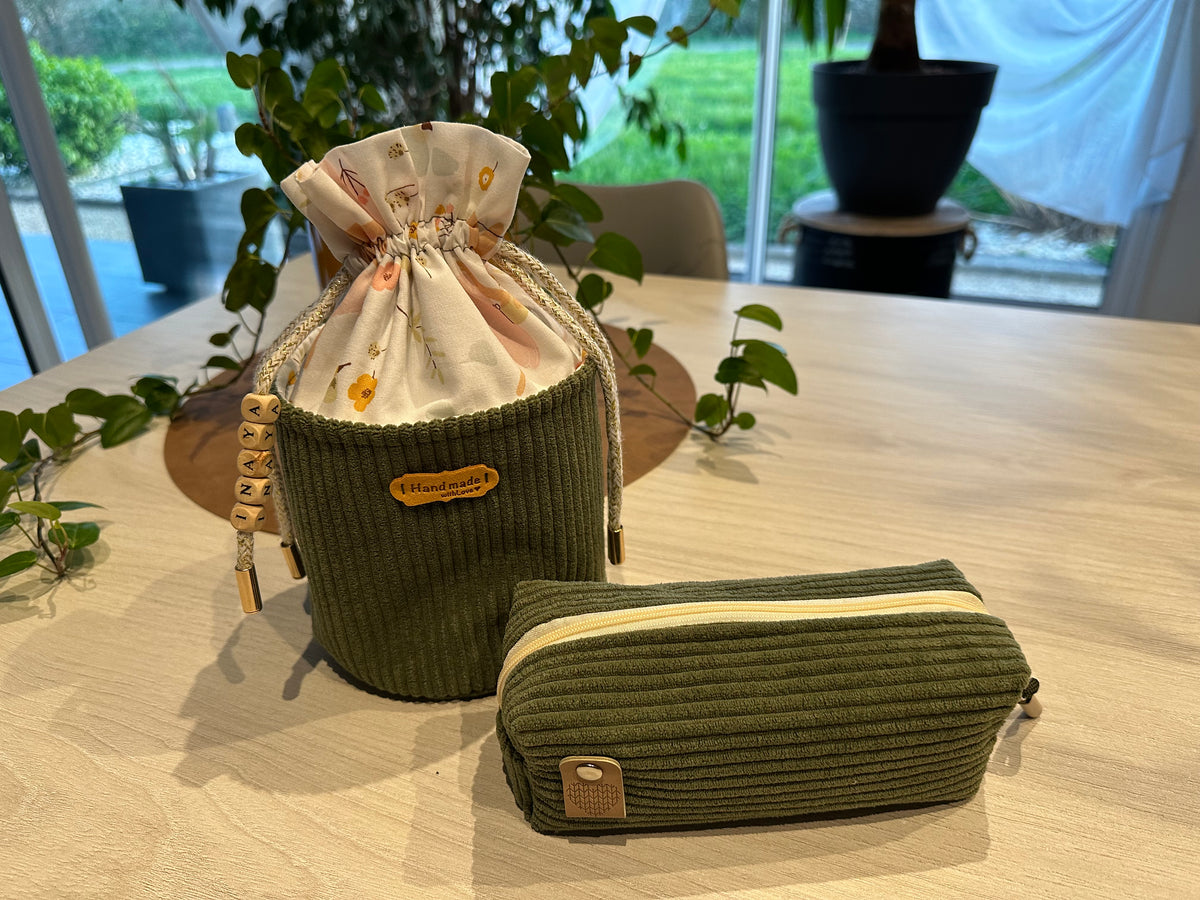 Pochon & Trousse d'Écolier en Velours Côtelé – Fait Main Enfant | Le Petit Atelier 27