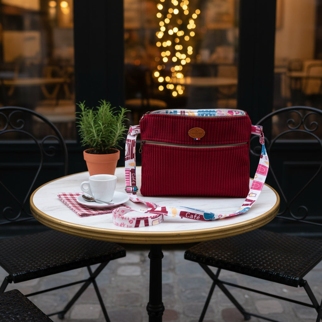 Petit Sac à Bandoulière en Velours Côtelé – Poche Zippée, Bandoulière Interchangeable | Le Petit Atelier 27