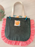 Sac Totebag Orange – Kaki & Rayures Rouges