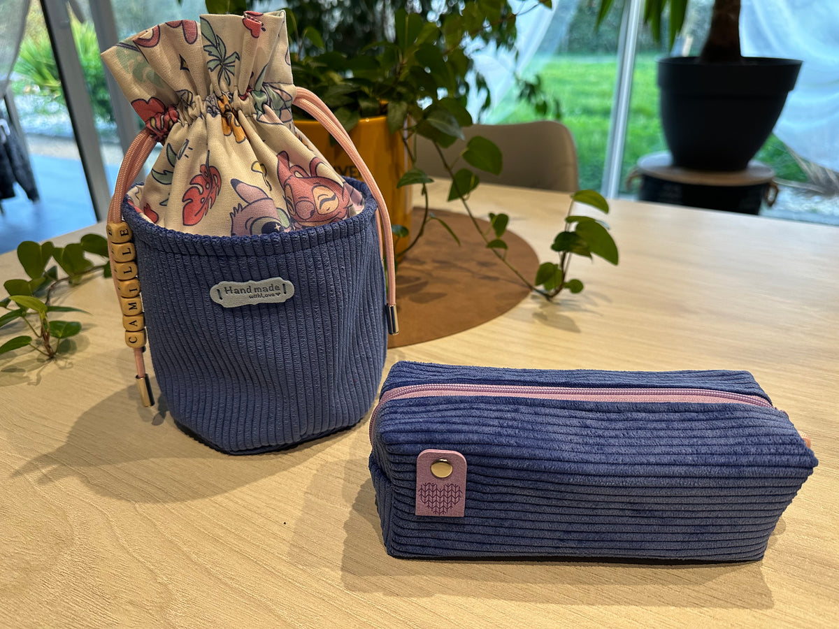 Pochon & Trousse d'Écolier en Velours Côtelé – Fait Main Enfant | Le Petit Atelier 27