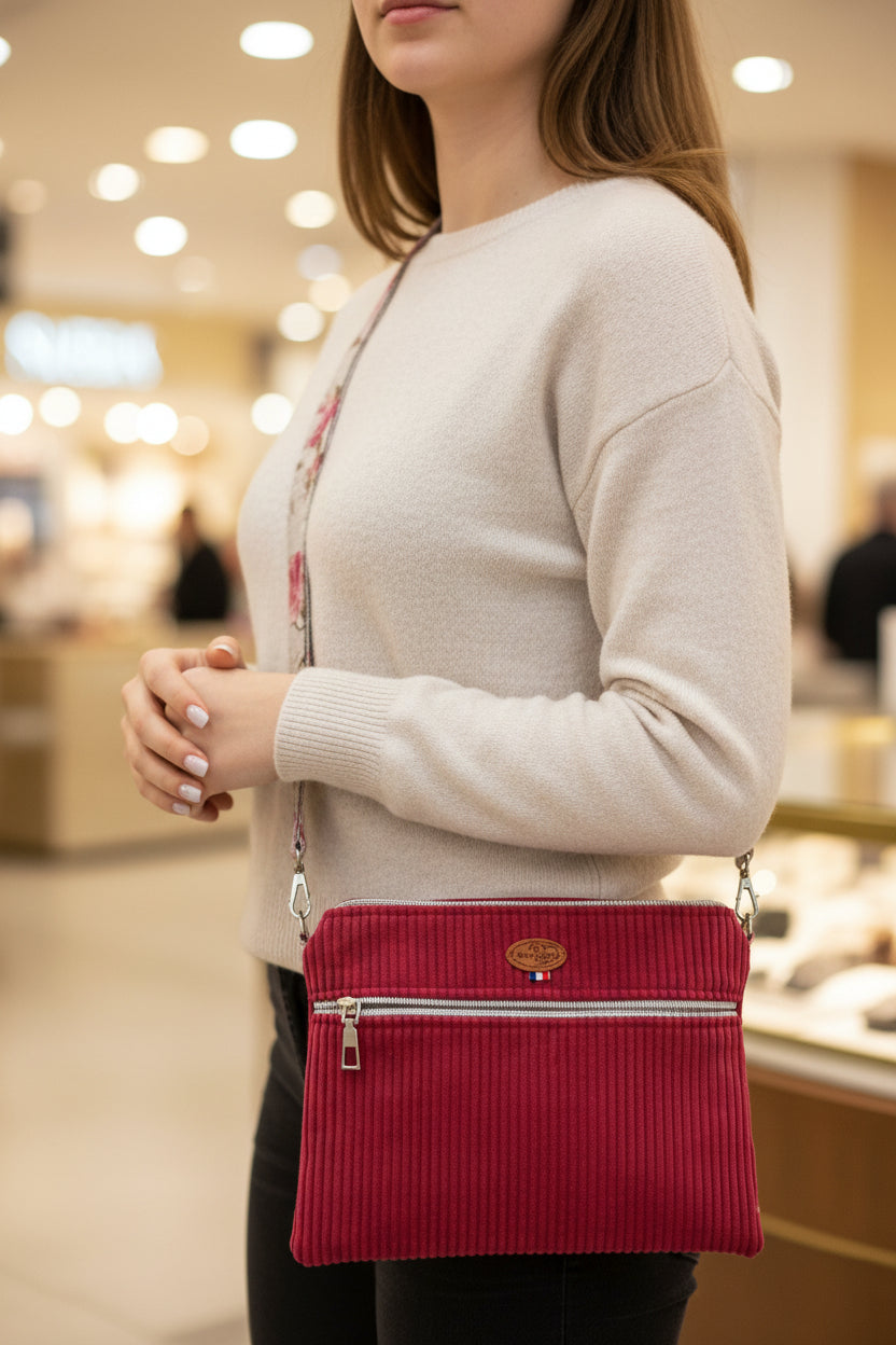 Petit Sac à Bandoulière en Velours Côtelé – Poche Zippée, Bandoulière Interchangeable | Le Petit Atelier 27