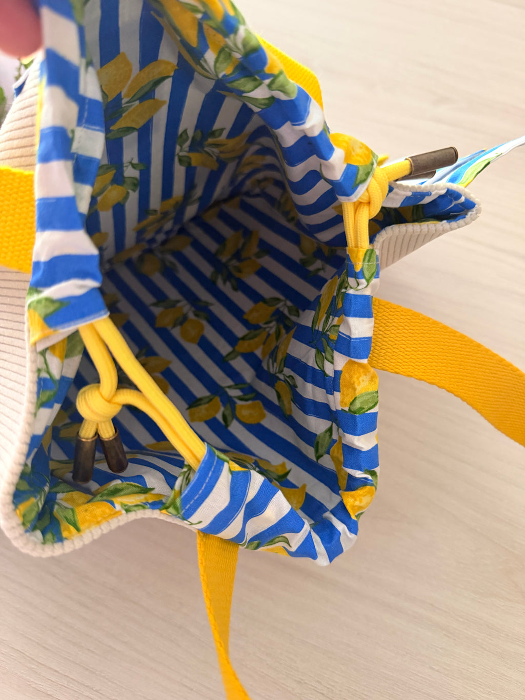 Sac Totebag Citronnade – Beige & Rayures Bleues