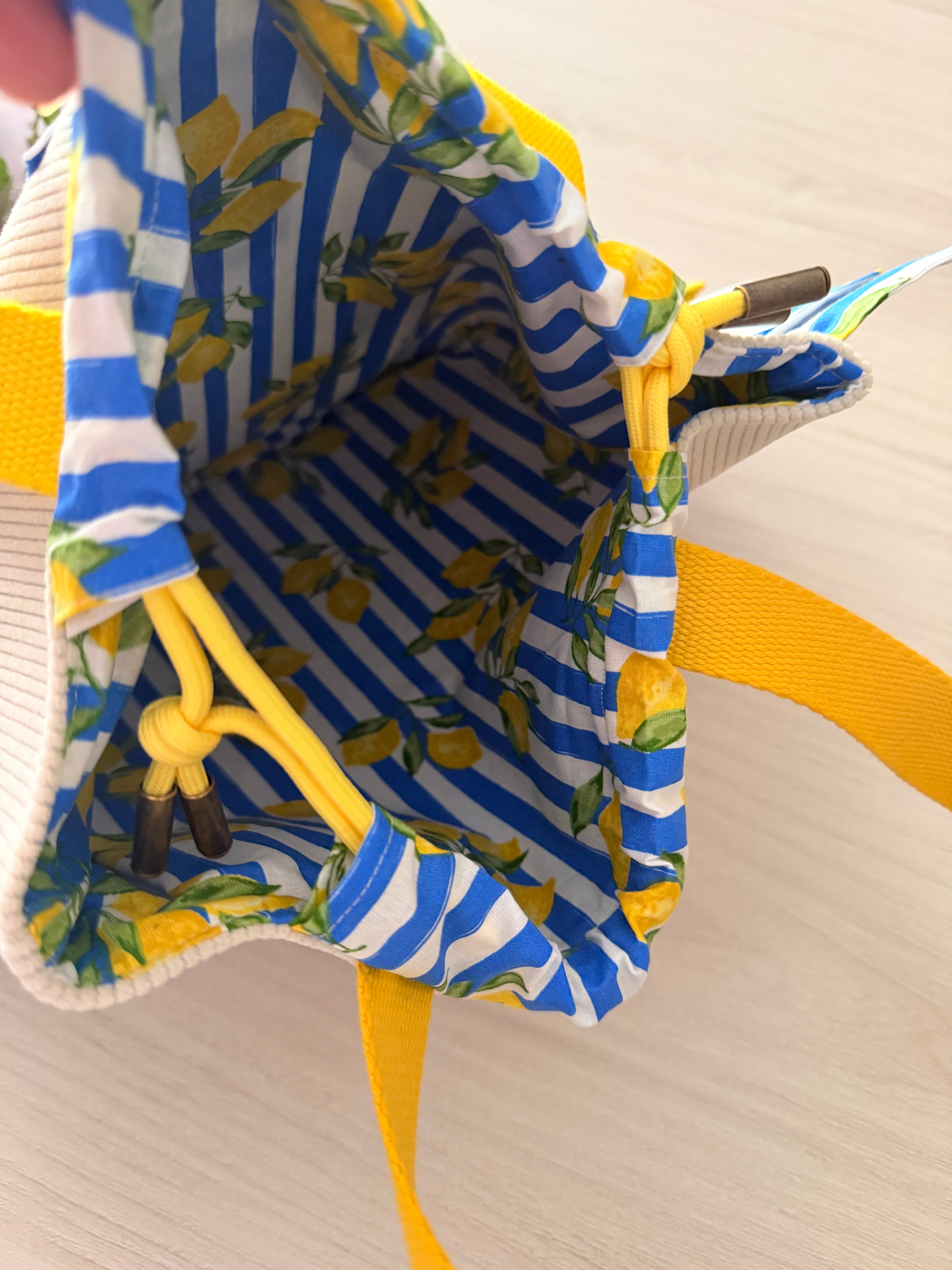 Sac Totebag Citronnade – Beige & Rayures Bleues