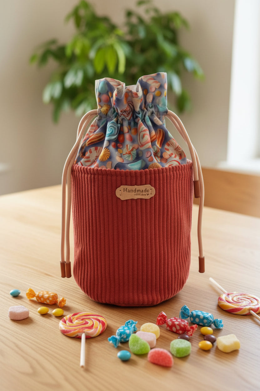 Pochon à Nouer Velours Côtelé Rose Fuchsia – Le Petit Atelier 27