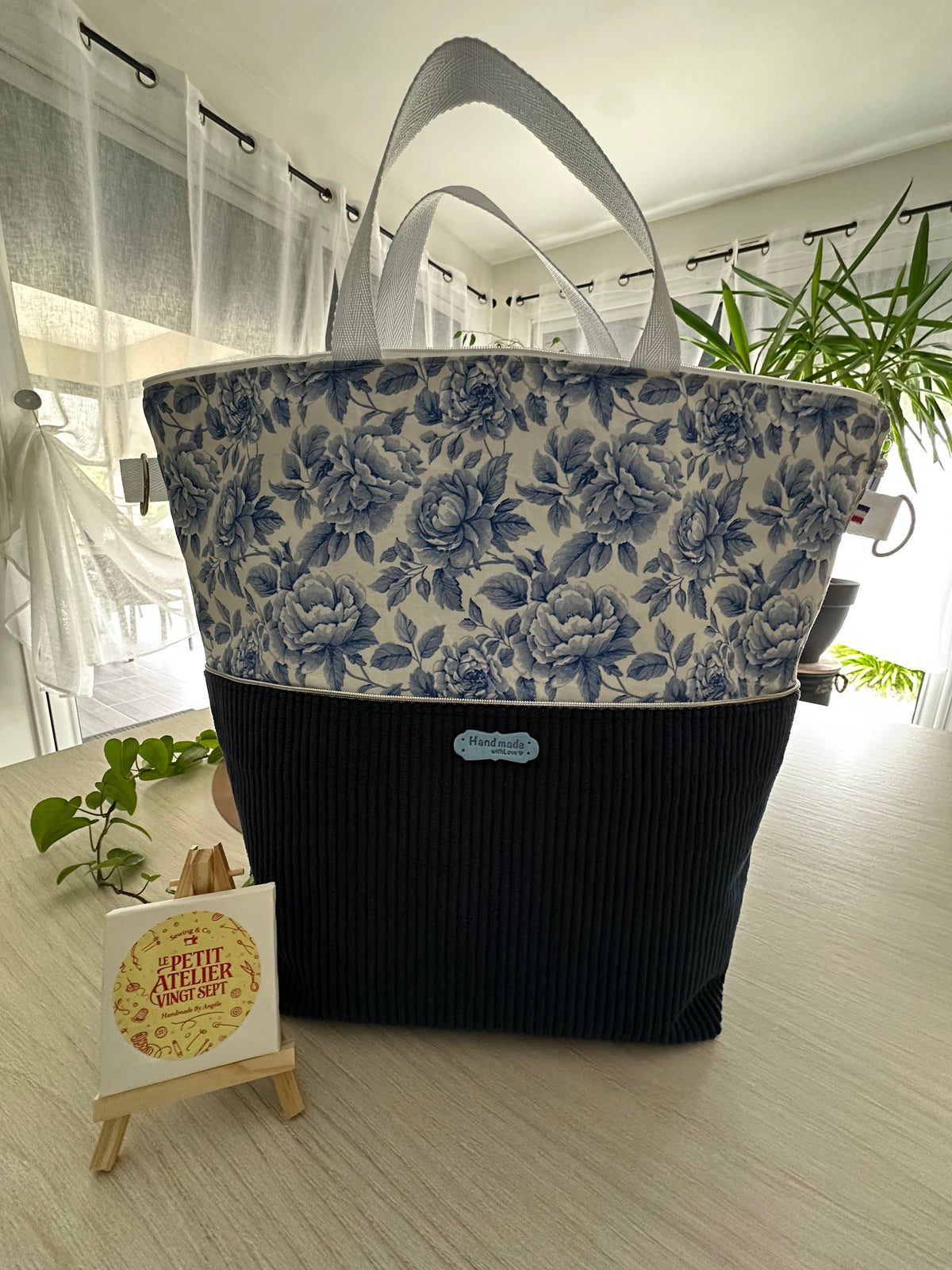 Ensemble Grand Sac à Projet & Pochette en Velours Côtelé – Tricot & Crochet | Le Petit Atelier 27