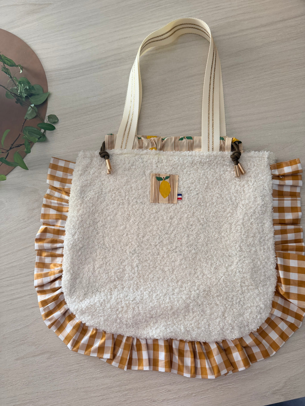 Sac Totebag Citron – Blanc & Vichy Miel
