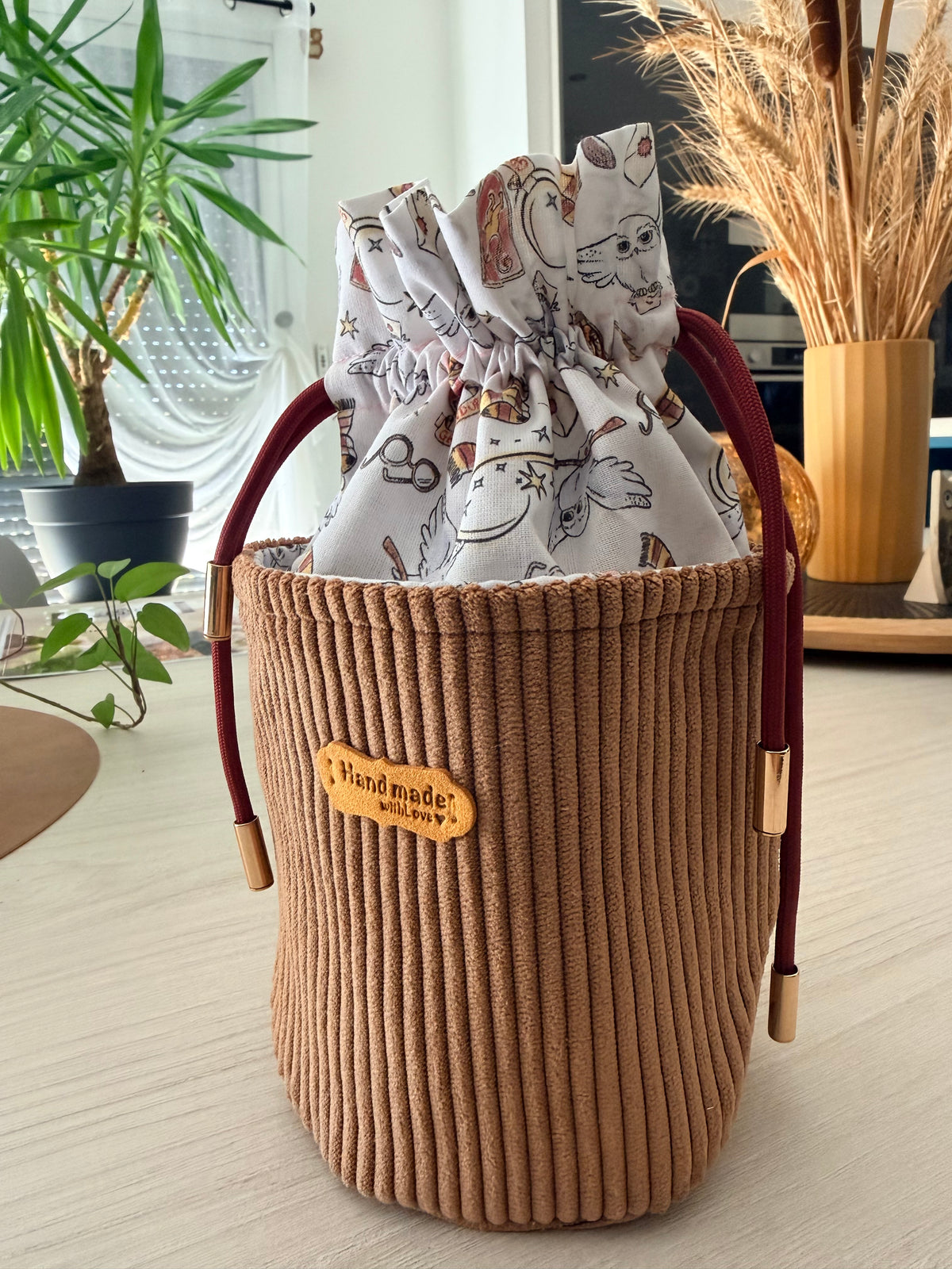 Pochon à Nouer Velours Côtelé Cognac – Le Petit Atelier 27