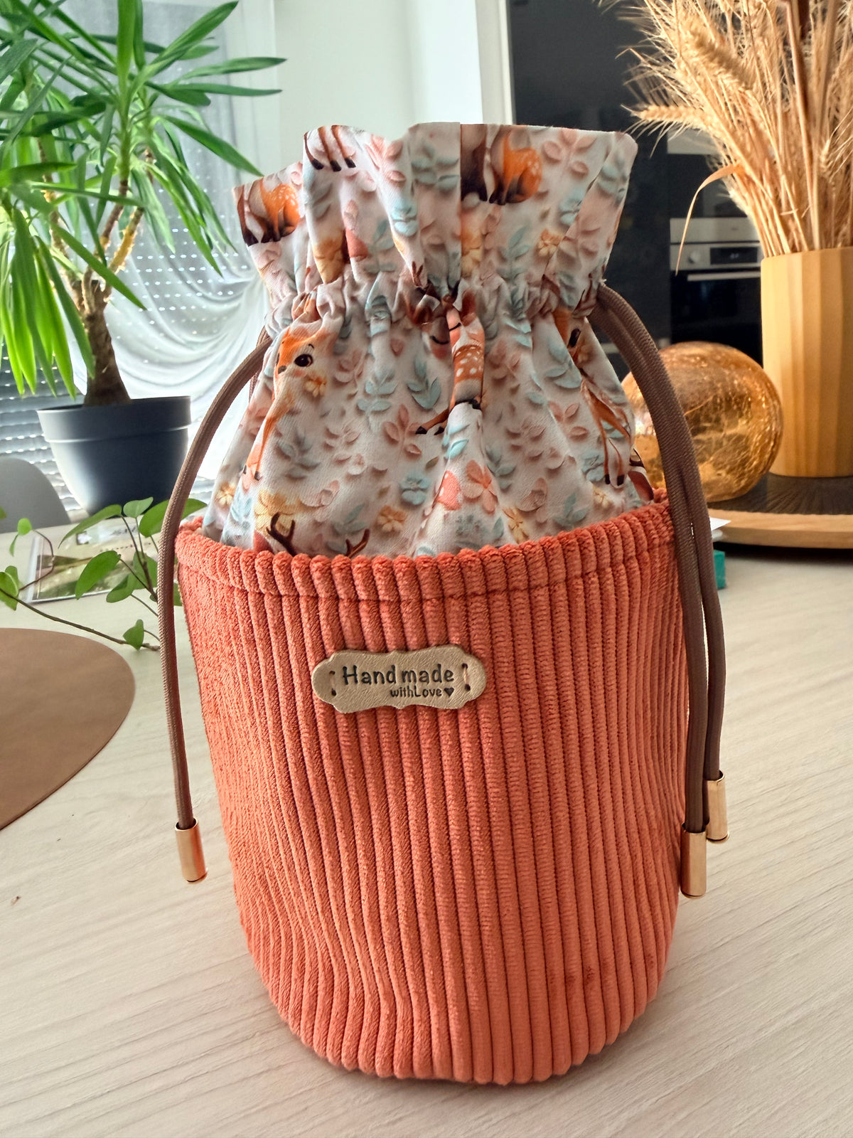 Pochon à Nouer Velours Côtelé Rose Pâle – Le Petit Atelier 27