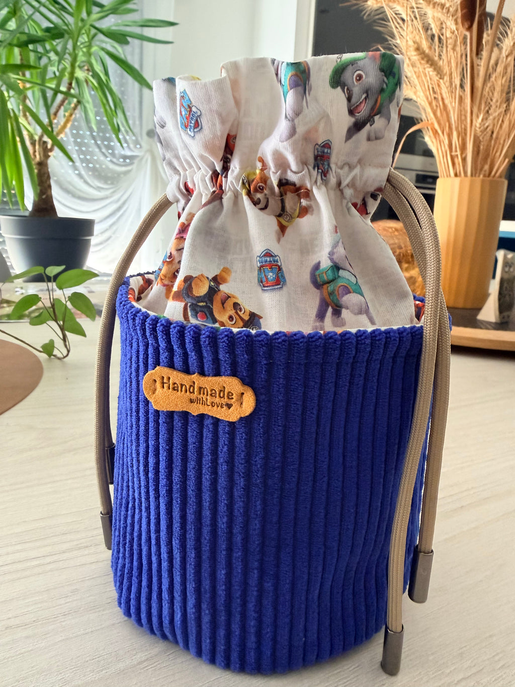 Pochon à Nouer Velours Côtelé Bleu Électrique – Le Petit Atelier 27