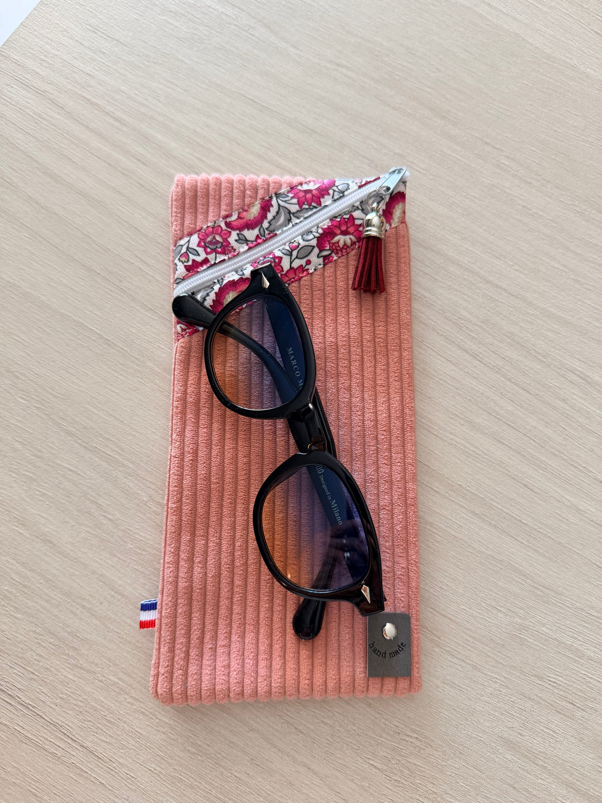 Étui à lunettes Velours Côtelé Rose Pâle – Le Petit Atelier 27