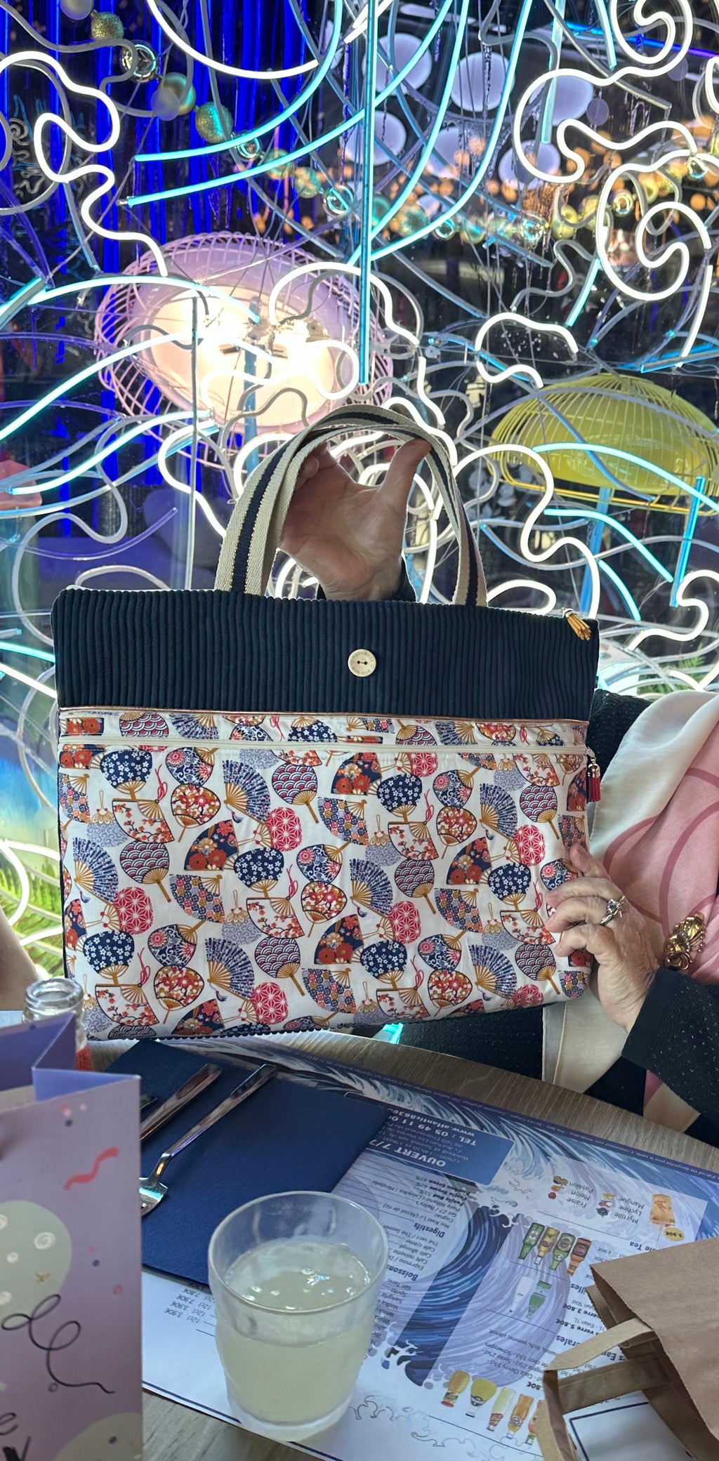 Sacoche Ordinateur Bleu Marine – Tissu Japonais & Bandoulière, Sur Mesure | Le Petit Atelier 27
