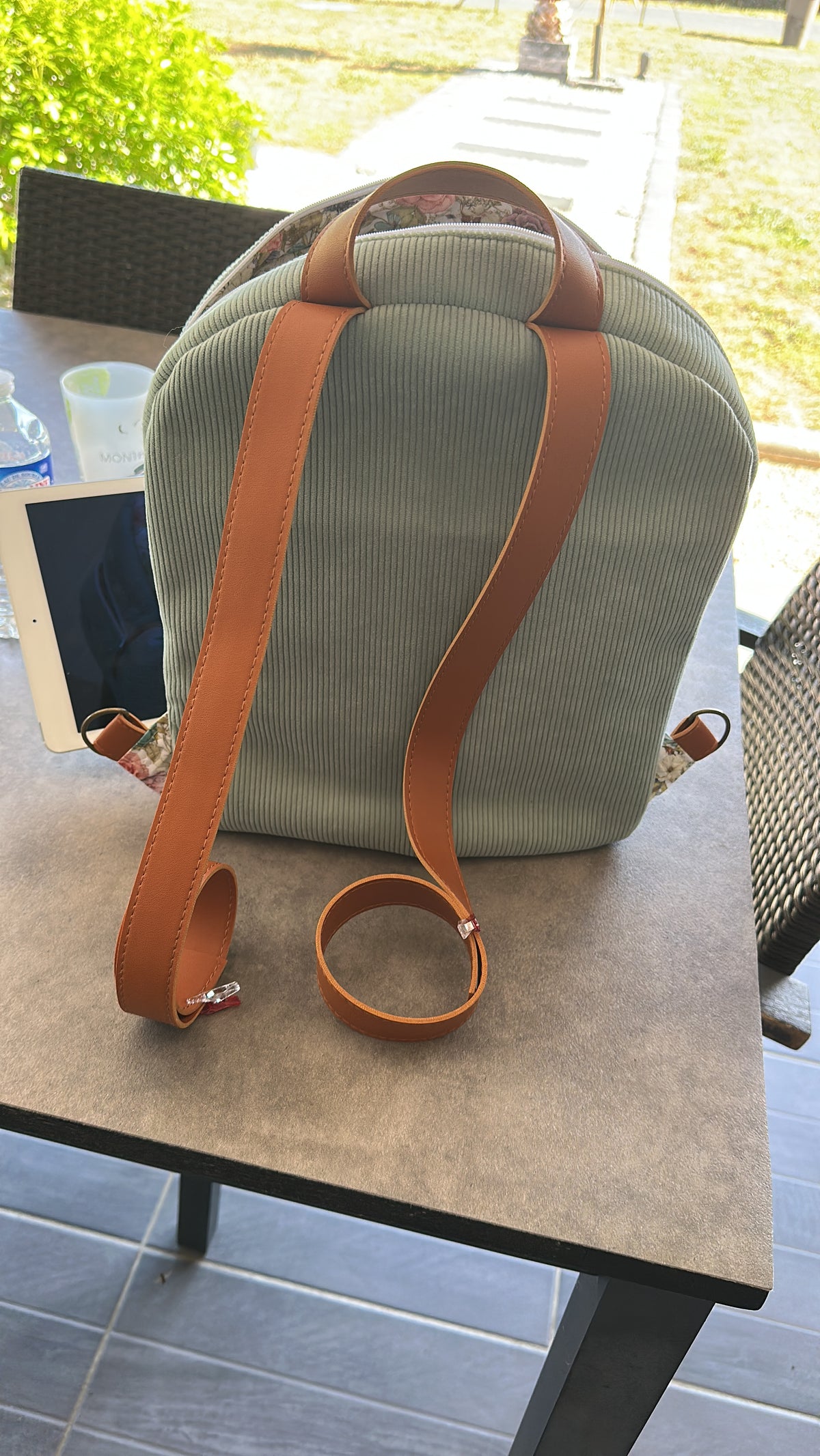 Sac à Dos Adulte Velours Côtelé & Tissu Liberty – Bretelles Simili Cuir | Le Petit Atelier 27