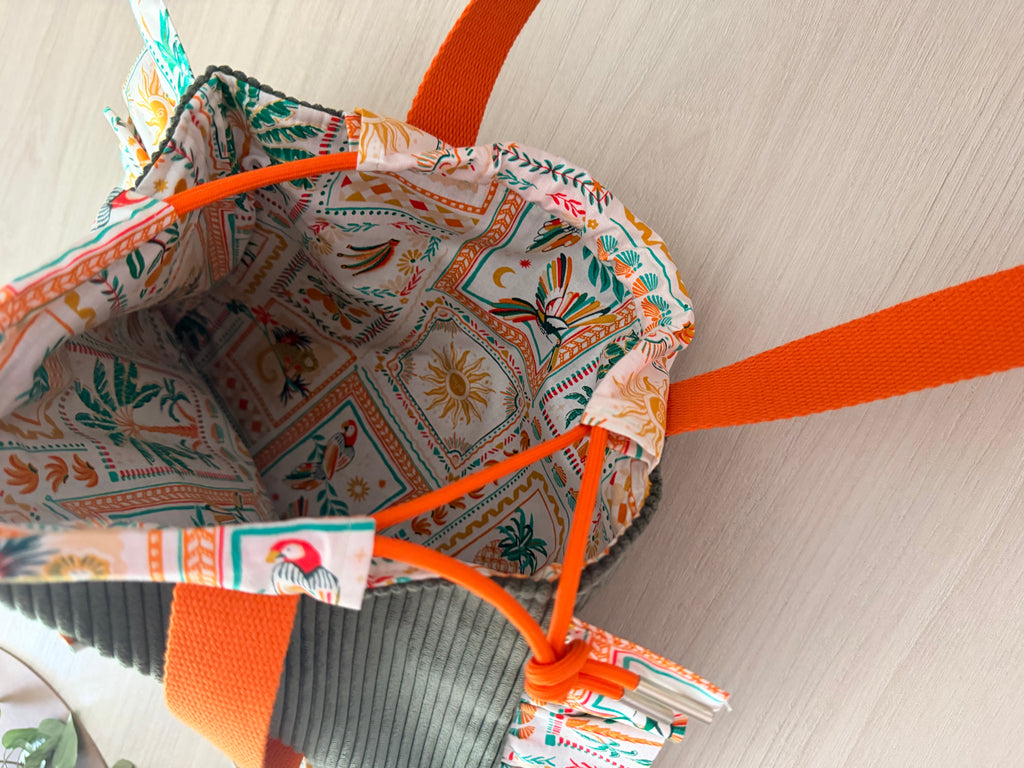 Sac Totebag Soleil – Kaki & Imprimé Aztèque