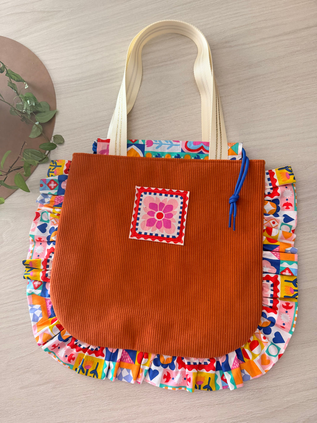 Sac Totebag Fleur – Terracotta & Multicolore