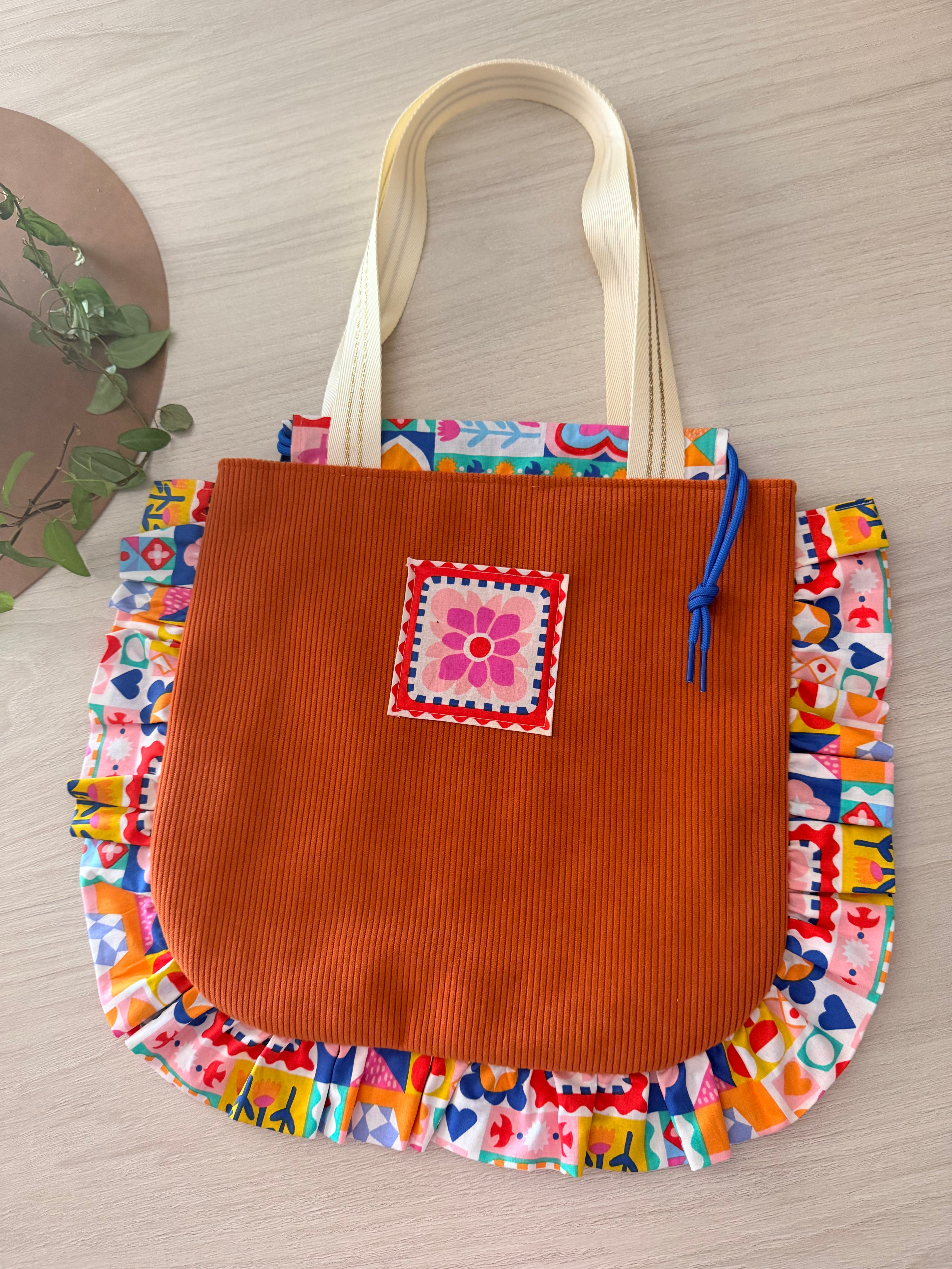 Sac Totebag Fleur – Terracotta & Multicolore