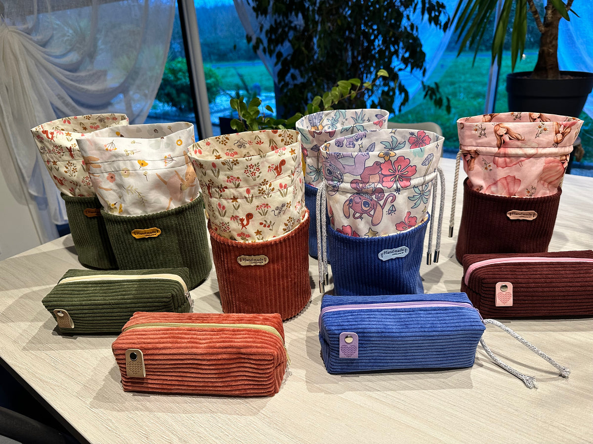Pochon & Trousse d'Écolier en Velours Côtelé – Fait Main Enfant | Le Petit Atelier 27
