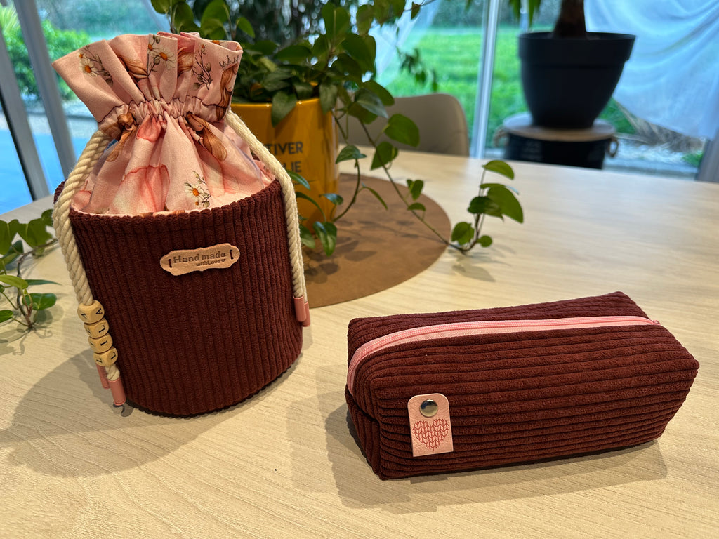 Pochon & Trousse d'Écolier en Velours Côtelé – Fait Main Enfant | Le Petit Atelier 27