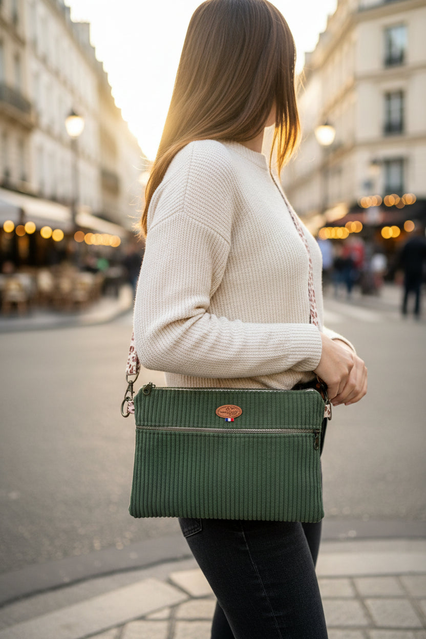 Petit Sac à Bandoulière en Velours Côtelé – Poche Zippée, Bandoulière Interchangeable | Le Petit Atelier 27