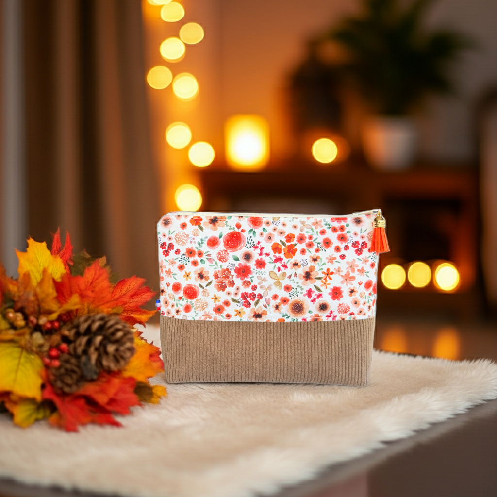 Pochette "Zippée haute" Velours Côtelé Taupe – Le Petit Atelier 27