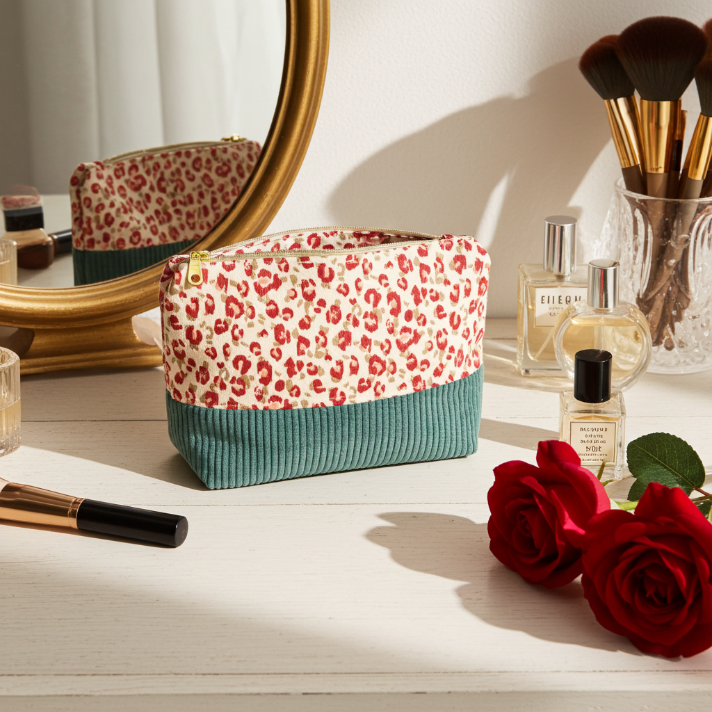 Pochette "Zippée haute" Velours Côtelé Vert Amande – Le Petit Atelier 27