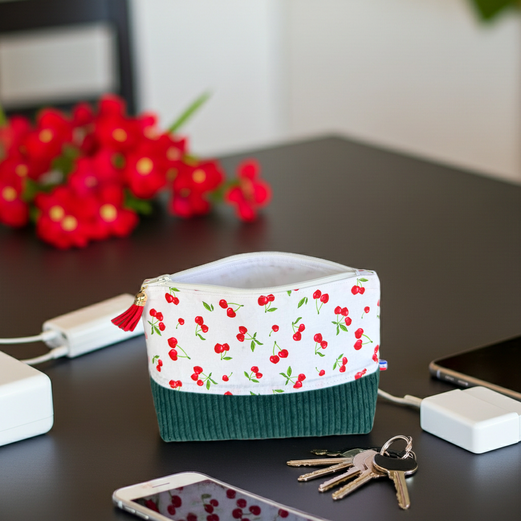 Pochette "Zippée haute" Velours Côtelé Vert Sapin – Le Petit Atelier 27
