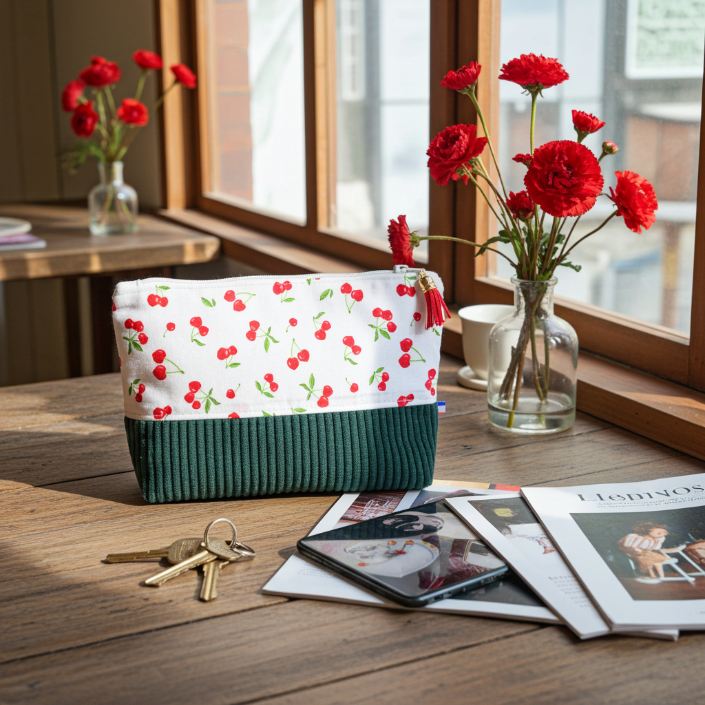Pochette "Zippée haute" Velours Côtelé Vert Sapin – Le Petit Atelier 27