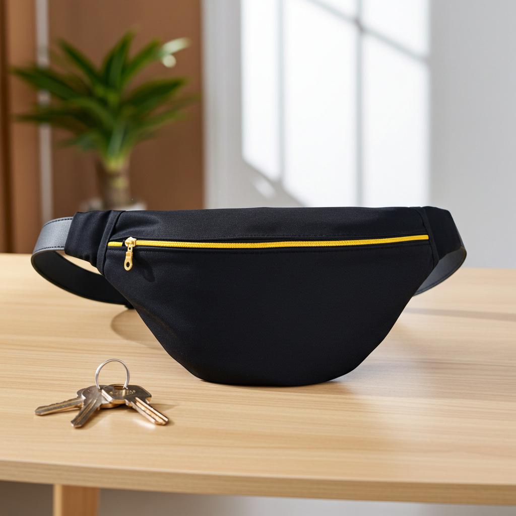 Sac Banane Velours Côtelé Noir & Zip Doré – Le Petit Atelier 27