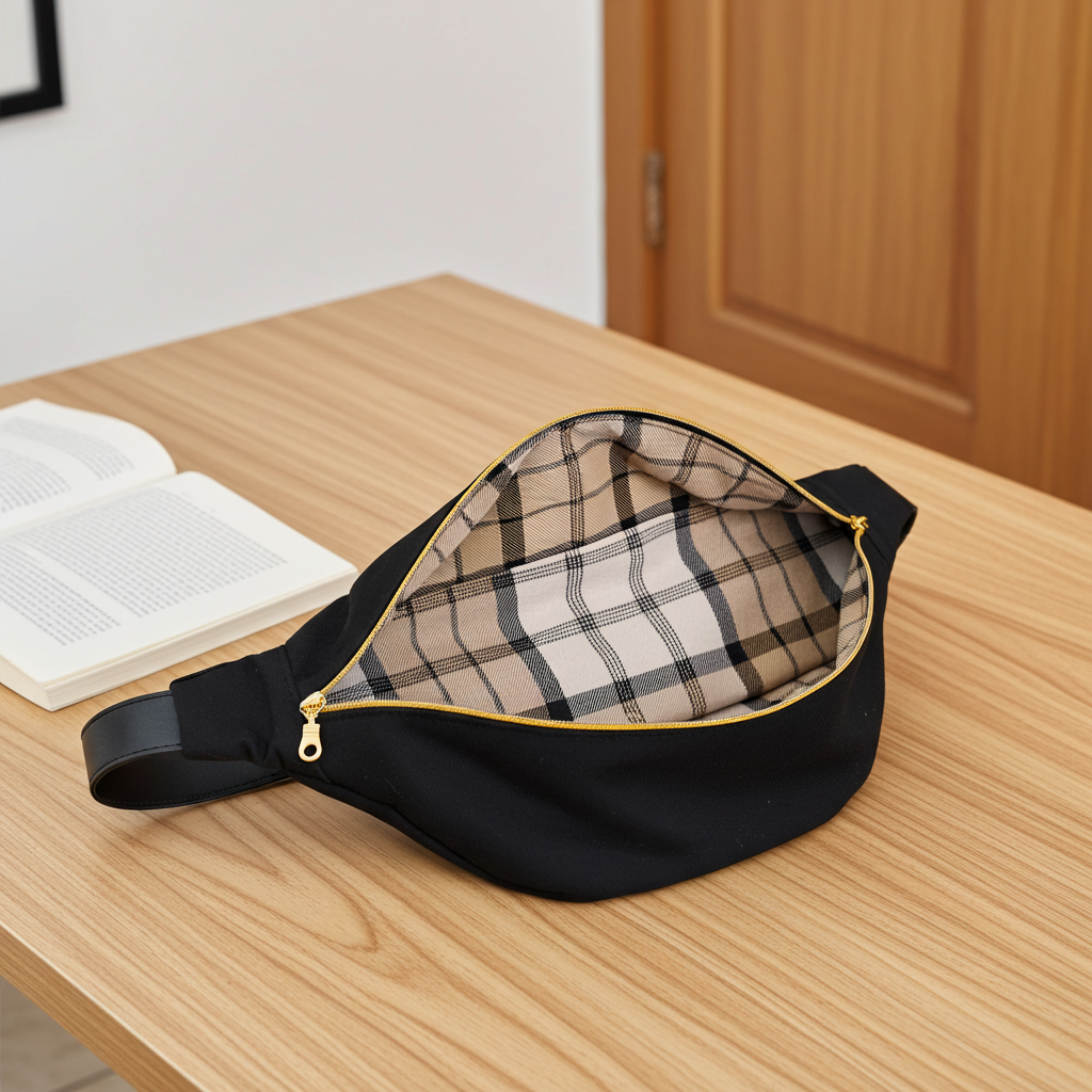 Sac Banane Velours Côtelé Noir & Zip Doré – Le Petit Atelier 27