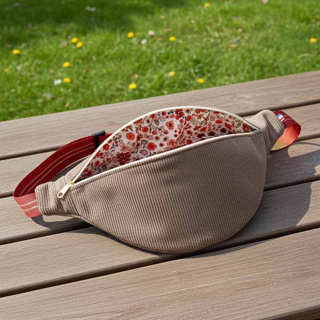 Sac Banane Velours Côtelé Taupe – Le Petit Atelier 27