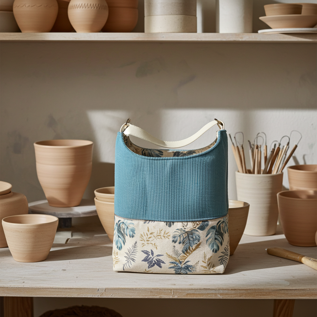 Sac Seau Velours Côtelé Bleu Azur – Le Petit Atelier 27