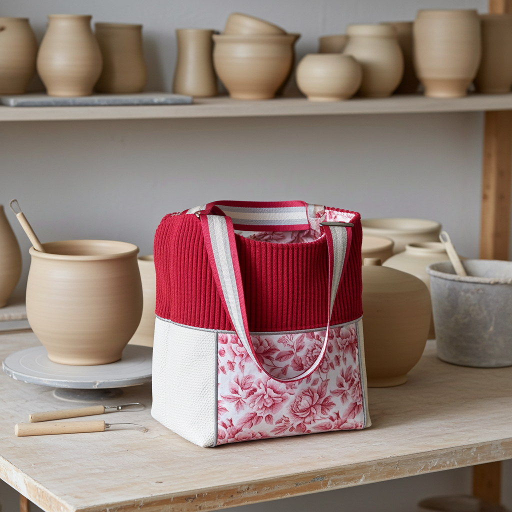 Sac Seau Velours Côtelé Bordeaux & Simili Cuir Blanc Fleuri – Le Petit Atelier 27