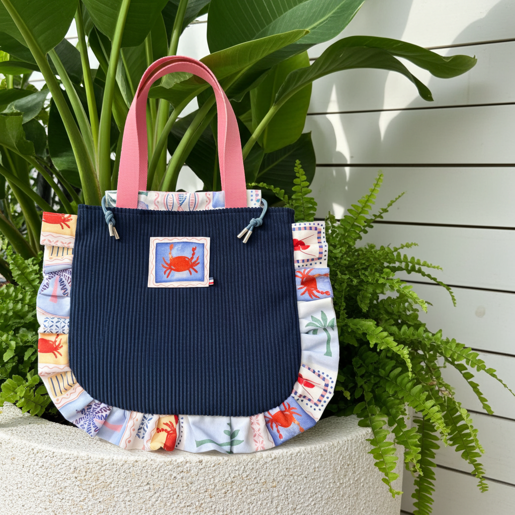 Sac Totebag Velours Côtelé Crabe Marine & Bord de Mer – Le Petit Atelier 27