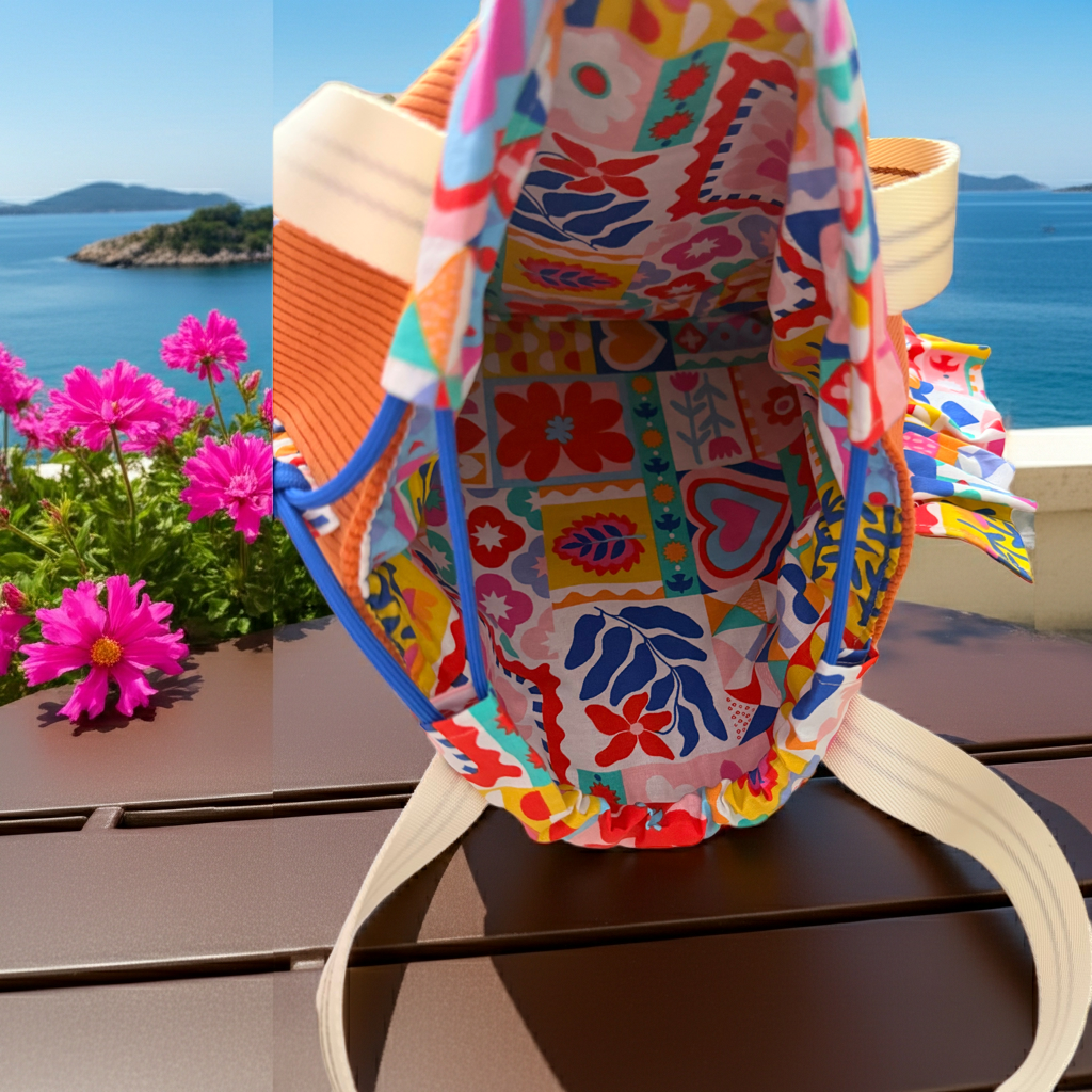 Sac Totebag Velours Côtelé Fleur Terracotta & Multicolore – Le Petit Atelier 27