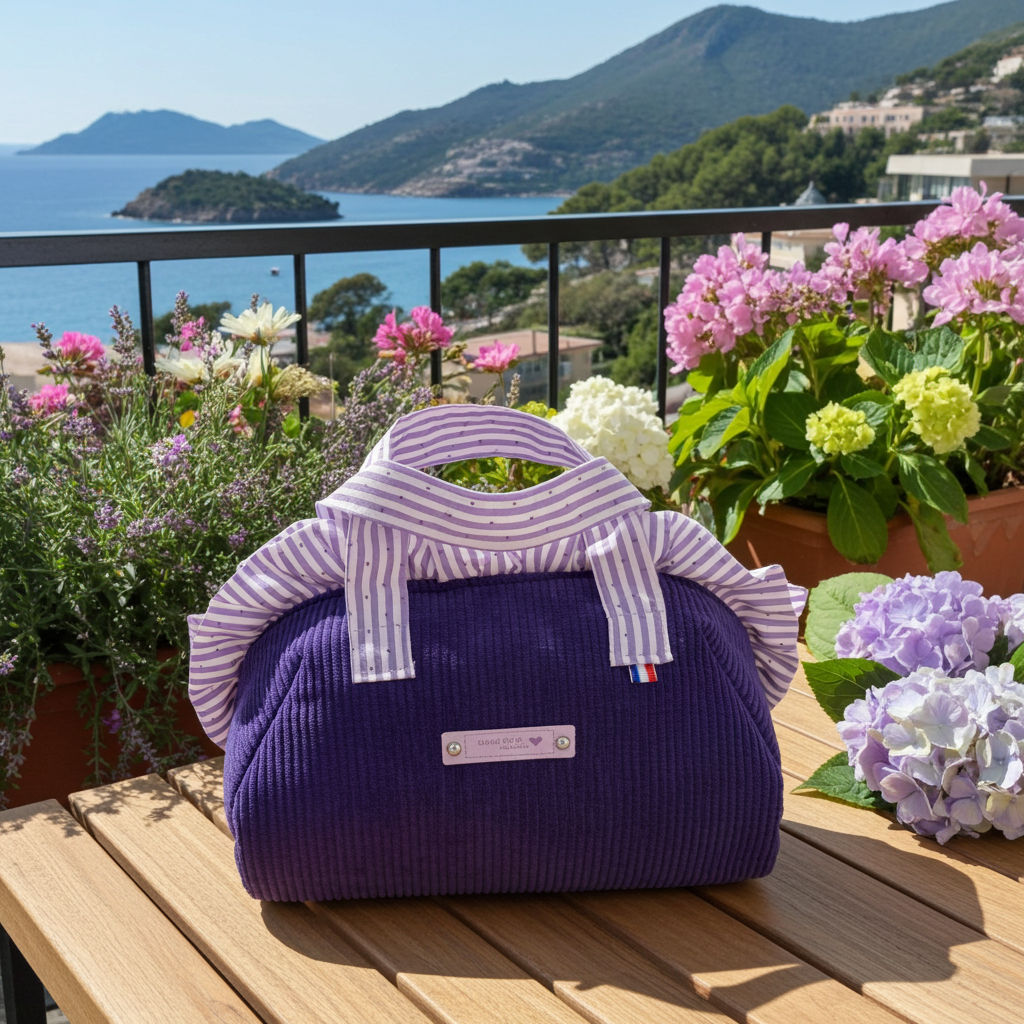 Trousse de Toilette Frou-Frou Velours Côtelé Violet & Rayures Lavande – Le Petit Atelier 27